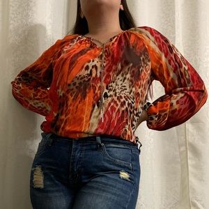 Cheetah Print Chiffon Blouse